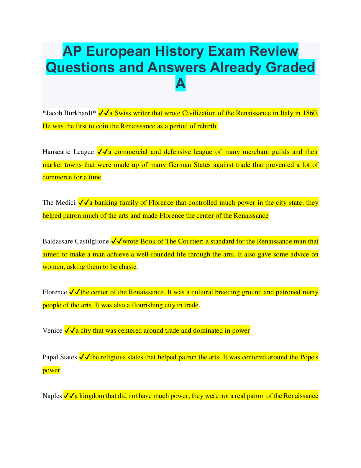 AP World History (Chapter 10 Test) Questions and Answers 100 Pass Browsegrades
